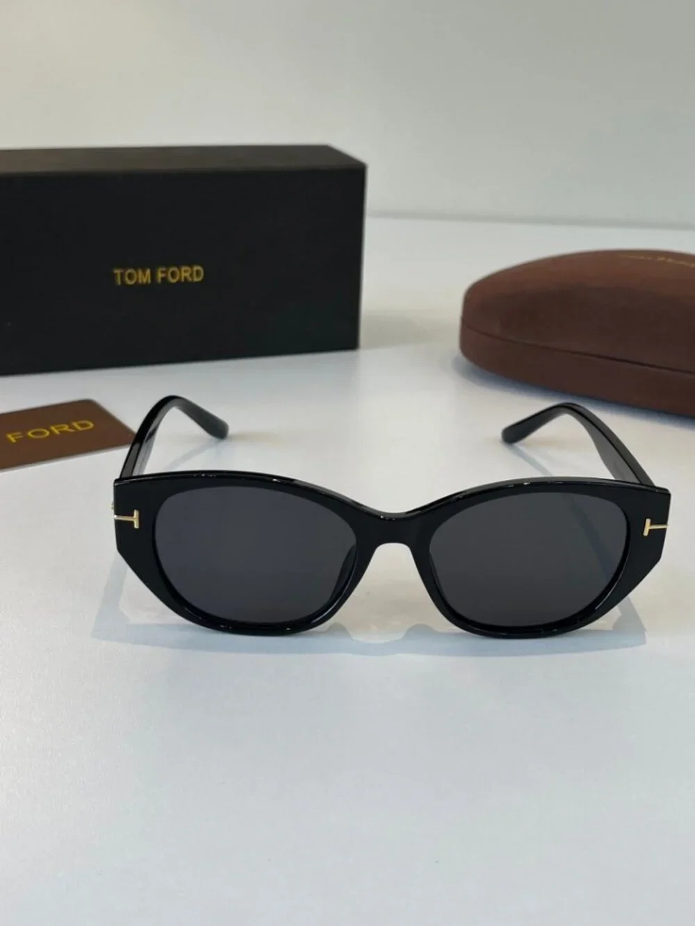 TOM FORD—Black-Frame, Black-Lens, Double-Bridge Sunglasses—Gold T
